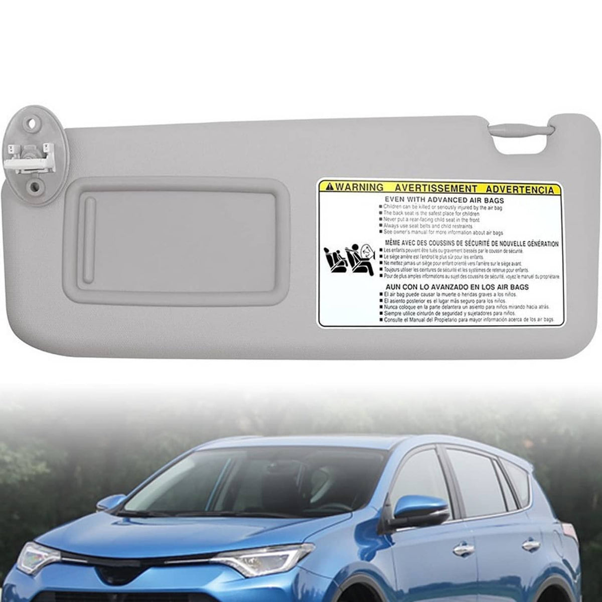 Bethesda Industrial Gray Sun Visor W/ Mirror for 2013-18 Toyota RAV4 74320-42595-B1 Left Driver Side
