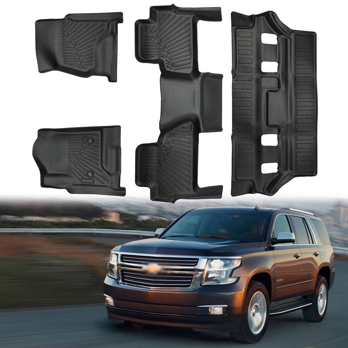 Bethesda Industrial Floor Mats for Chevy Tahoe & GMC Yukon (Not XL) 2015 2016 2017 2018 2019 2020