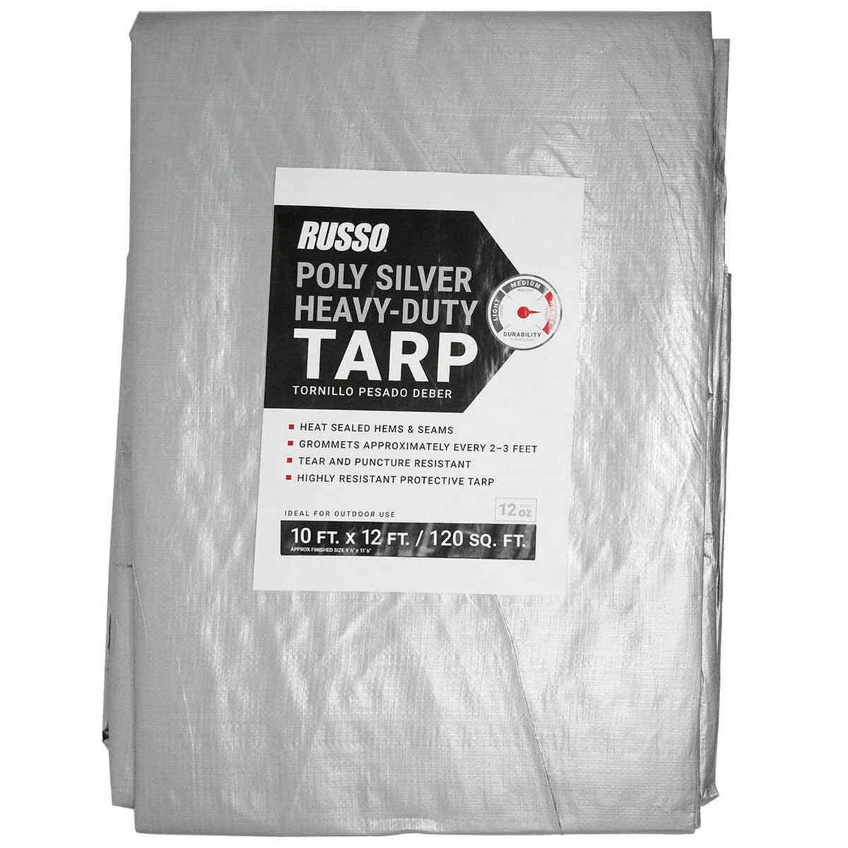 Bethesda Industrial 10X12 Light Duty Silver Poly Tarp 12 oz.