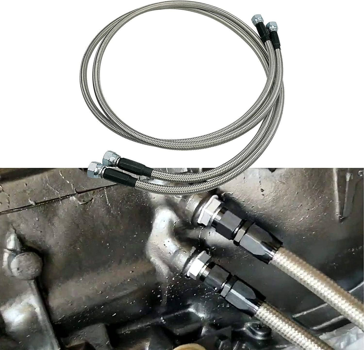 Bethesda Industrial SS Braided Transmission Cool Hoses Lines Kit For Chevy Ford TH350 700R4 TH400