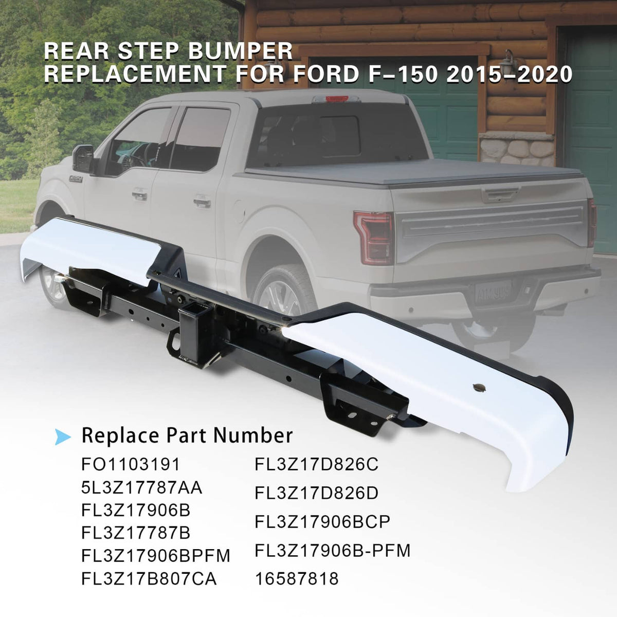 Bethesda Industrial Rear Bumper Assembly Chrome Steel For 2015-2019 Ford F150 w/Towing&Park Sensor