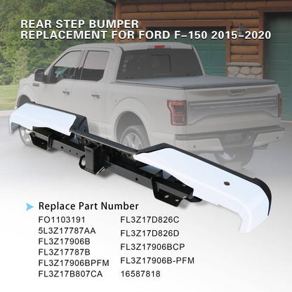 Bethesda Industrial Rear Bumper Assembly Chrome Steel For 2015-2019 Ford F150 w/Towing&Park Sensor