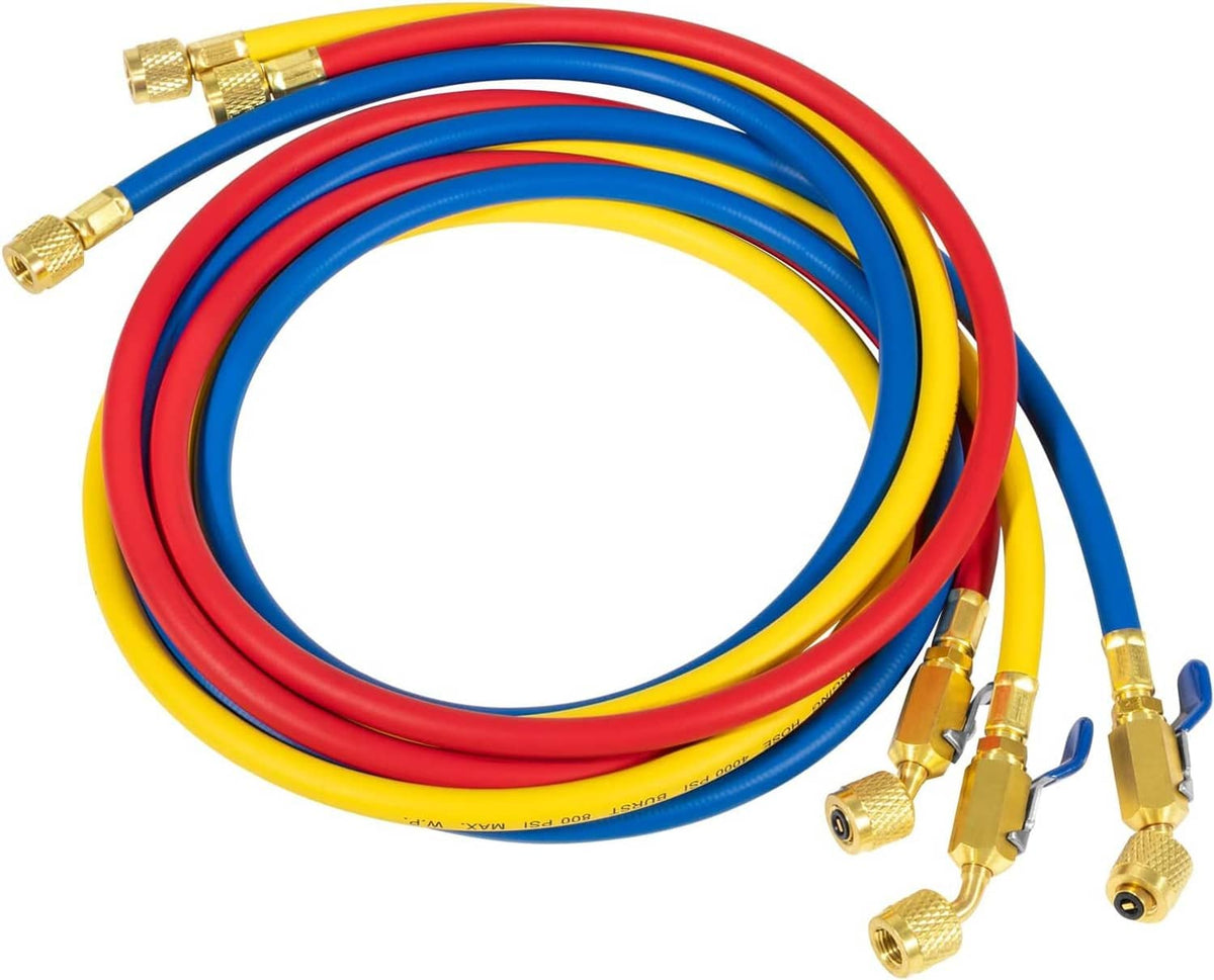 Bethesda Industrial 29986 Plus II 72" Hose 1/4" Compact Ball Valve End Refrigerant Charging Hose