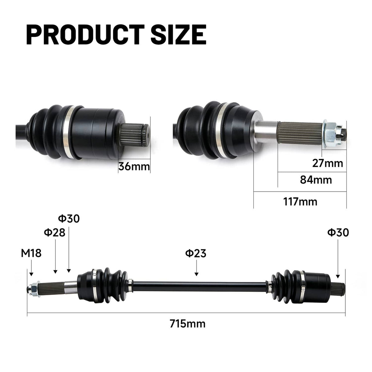 Bethesda Industrial 2Pcs Rear CV Axle Drive Shaft For Polaris Ranger Crew XP 1000 2017 2018 2019