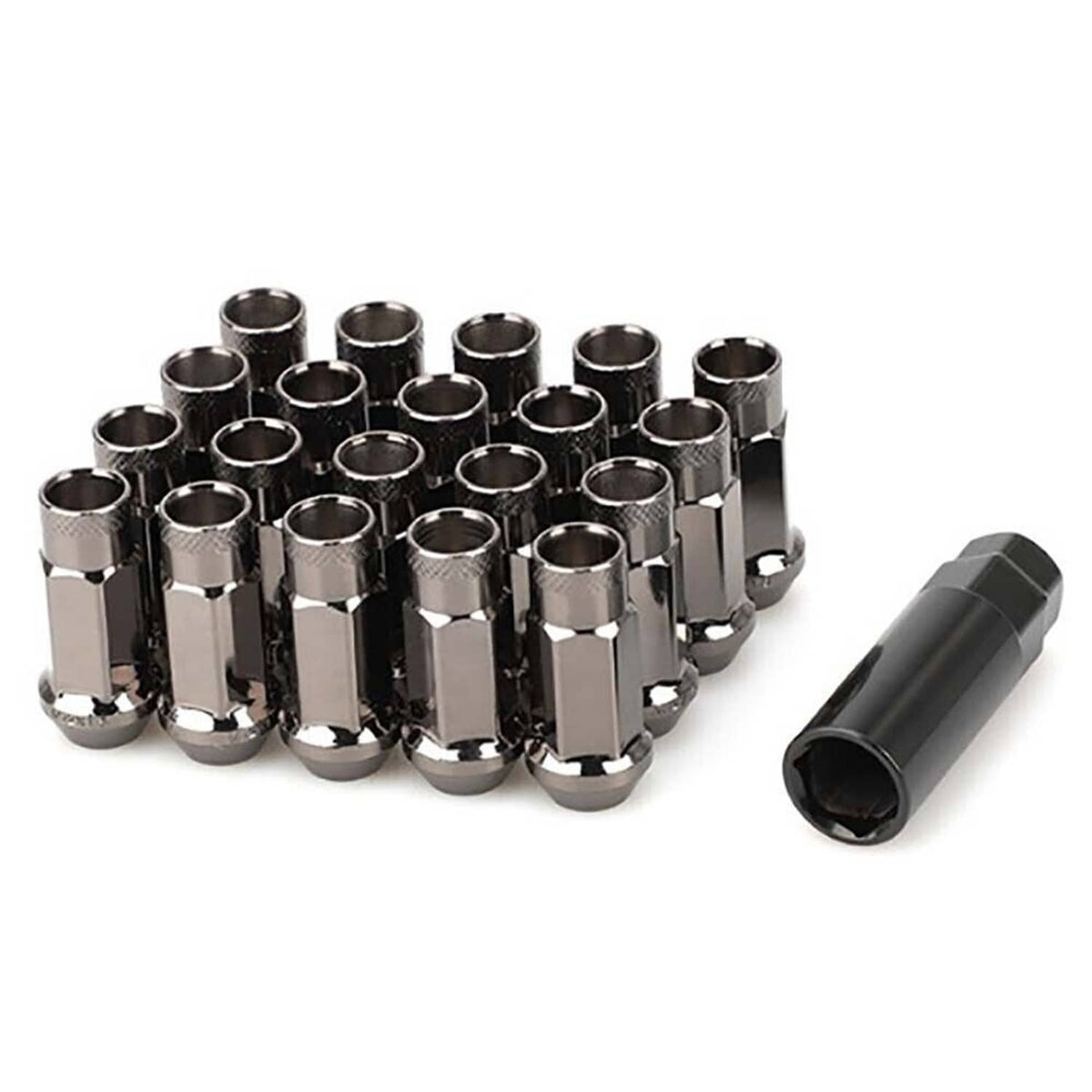 Bethesda Industrial Black 20Pcs M12x1.5mm Extended Steel Open Ended wheel Lug Nuts For Toyota Honda