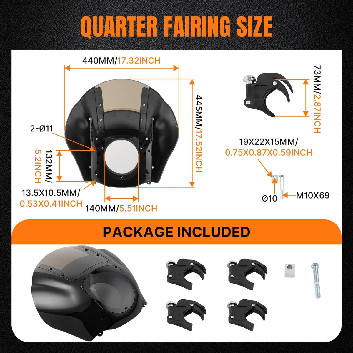 Bethesda Industrial Front Headlight Fairing and Windshield For Harley 2006-2017 Dyna Low Rider FXDL