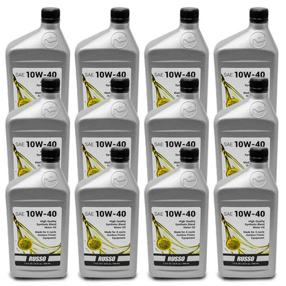 Bethesda Industrial 12PK Russo SAE 10W40 Synthetic Blend 4-Cycle Motor Oil 32oz./1 Quart