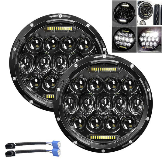 Bethesda Industrial Pair 7" Inch Round LED Headlights Halo Angle Eyes For Jeep Wrangler JK LJ TJ CJ