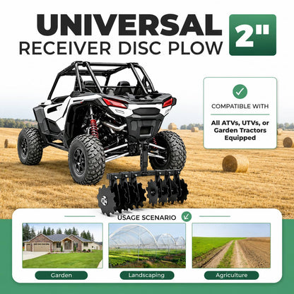 Bethesda Industrial 34" Disc Plow Harrow w/ 2-inch Receiver Hitch 8-blade disc For Tractor ATV UTV