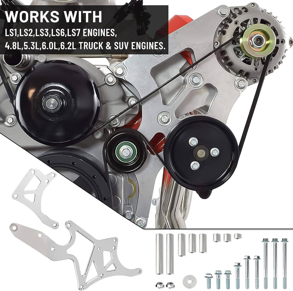 Bethesda Industrial LS Engine Serpentine Alternator Bracket Power Steering Pump For LS1 LS2 LS3 LS6