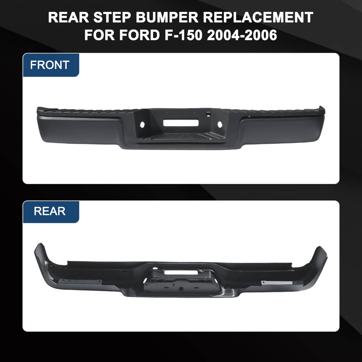 Bethesda Industrial Black Rear Setp Bumper w/LED Light for 2004-2006 Ford F150 w/o Sensor Hole New