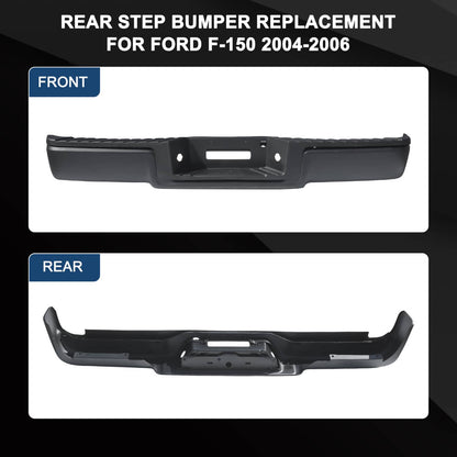Bethesda Industrial Black Rear Setp Bumper w/LED Light for 2004-2006 Ford F150 w/o Sensor Hole New