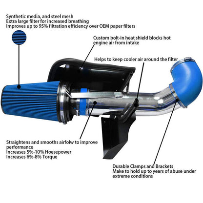 Bethesda Industrial 4" Cold Air Intake System & Heat Shield For 99-07 Chevy GMC V8 4.8L 5.3L 6.0L