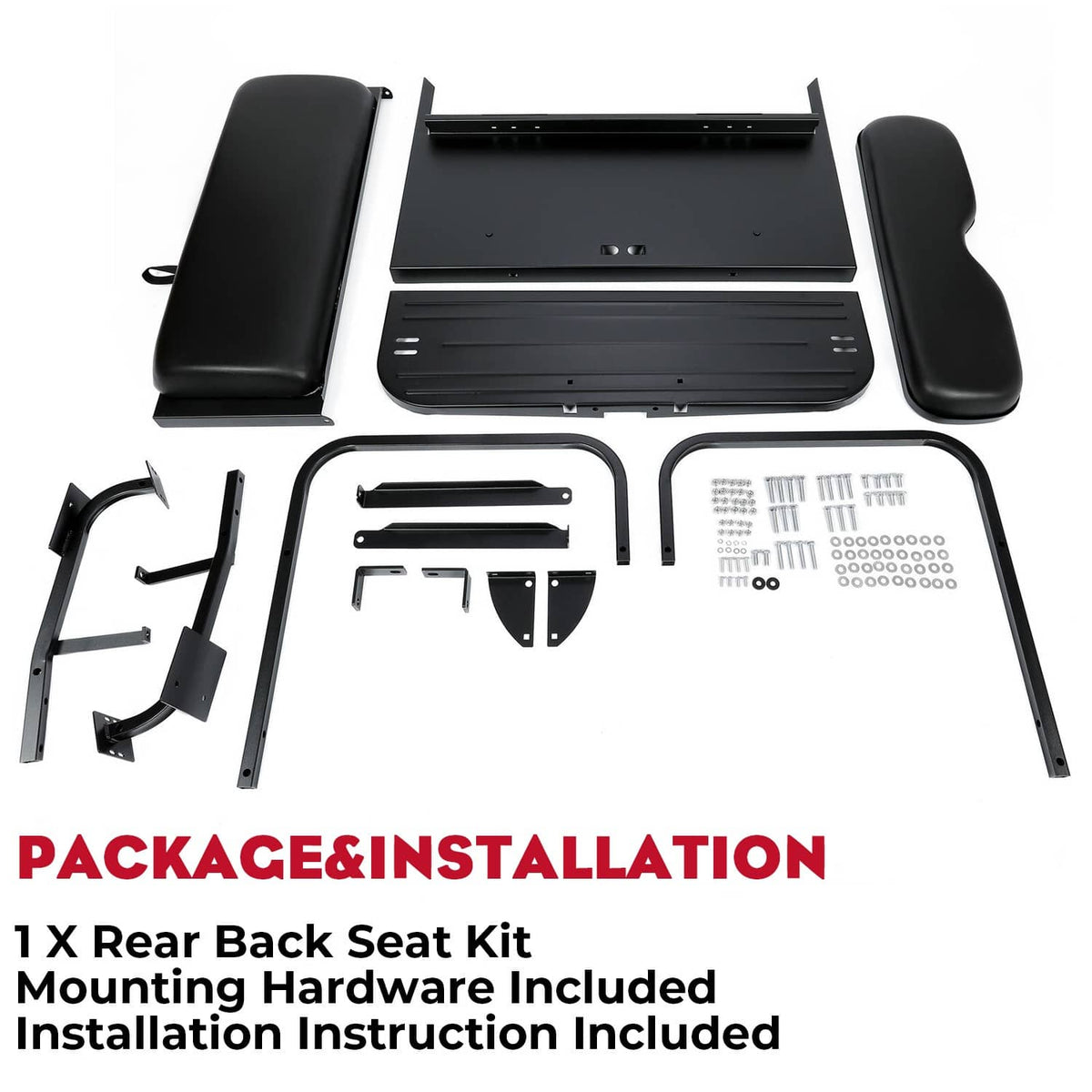 Bethesda Industrial Golf Cart Flip Folding Rear Back Seat Kit Black For EZGO Marathon Pre-1994