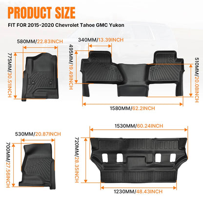 Bethesda Industrial All Weather 4Pcs/Set Floor Mats Liner For 2015-2020 Chevrolet Tahoe / GMC Yukon