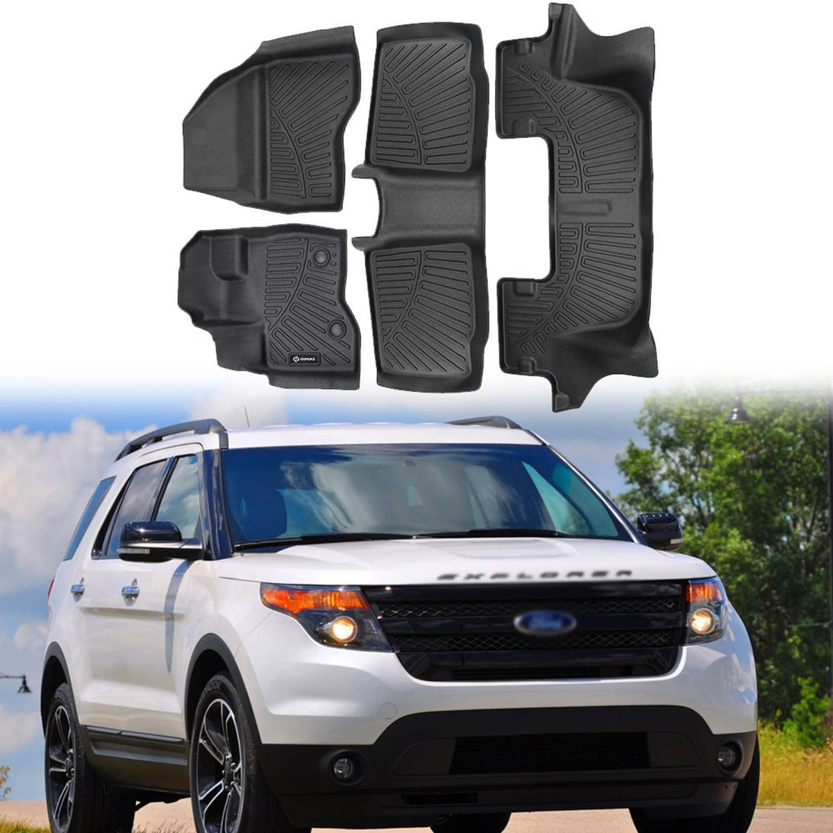 Bethesda Industrial Car Floor Mats Liners For Ford Explorer Bench Seating 2011 2012 2013 2014 TPE