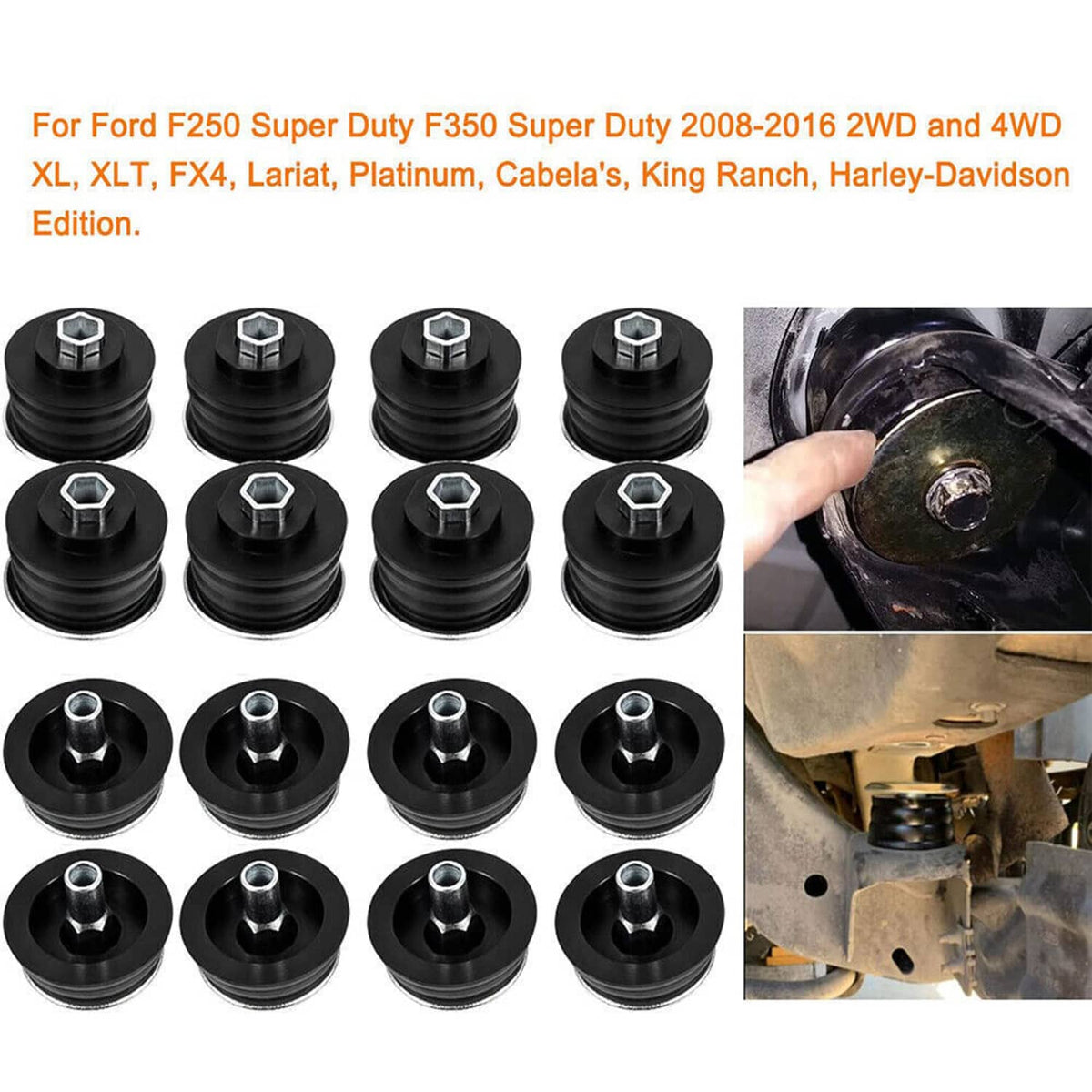 Bethesda Industrial KF04060BK Body Cab Mount Bushing Kit For Ford F250 F350 Super Duty 2/4WD 2008-16