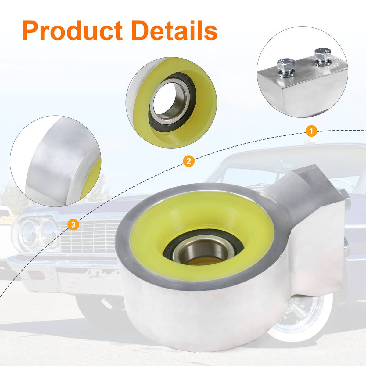Bethesda Industrial Heavy Duty Aluminum Poly Driveshaft Carrier Bearing For 58-1964 Chevy Impala