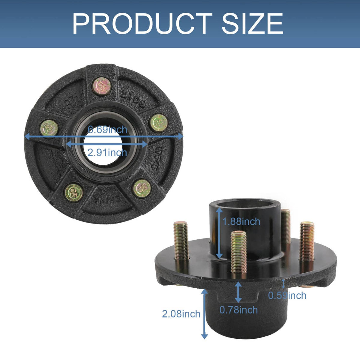 Bethesda Industrial 2PCS Trailer Idler Hub Kits 5 on 4.5 for 3500 lbs Axle - 22017K 1/2"-20 thread
