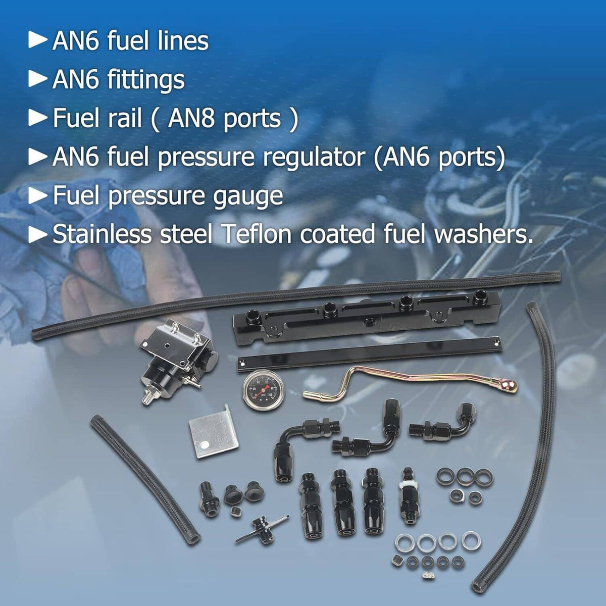 Bethesda Industrial K20 K24 Tucked Fuel Line System Kit for K-Series K-Swaps DC2 EG EK Civic Integra